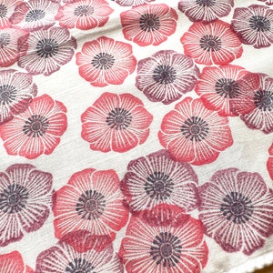 Anemone flower handkerchief, Ladies cotton hankie, Japanese hand towel, Eco friendly gift image 5