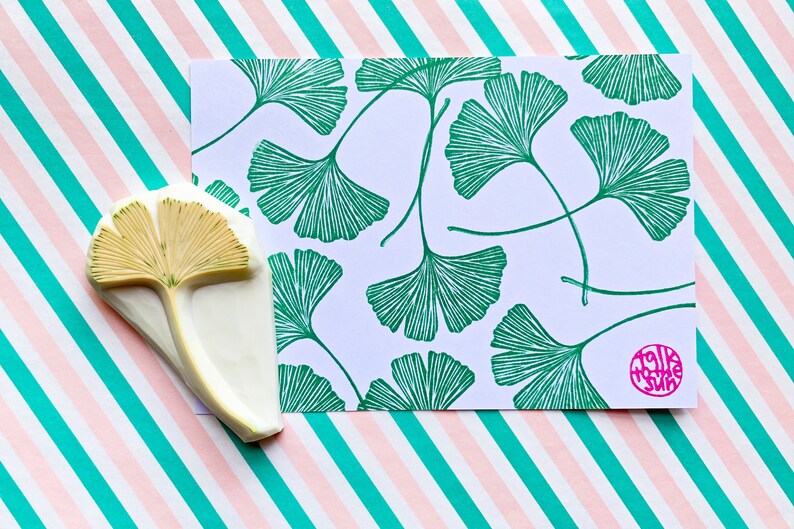 Ginkgo leaf stamp botanical plant rubber stamp woodland Etsy