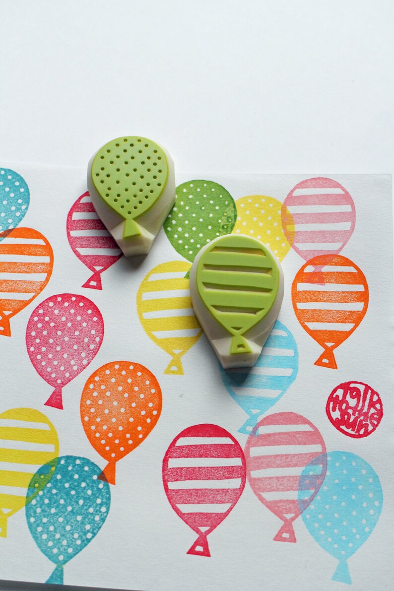 Balloon rubber stamps party balloon stamps hand carved Etsy