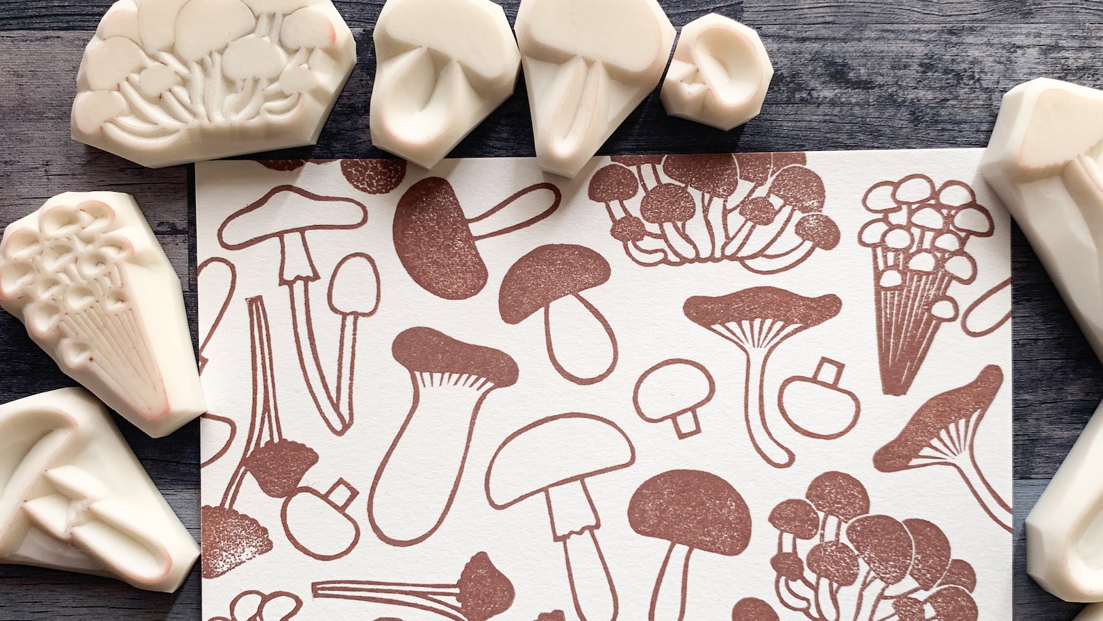 Mushroom Rubber Stamp Set Fungi Stamps Hand Carved Stamps - Etsy