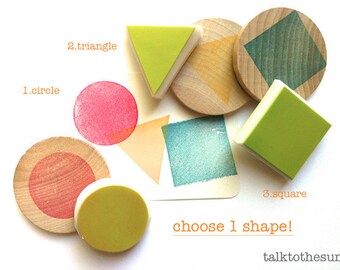 Shape rubber stamp, Circle triangle & square stamps, Hand carved stamps by talktothesun