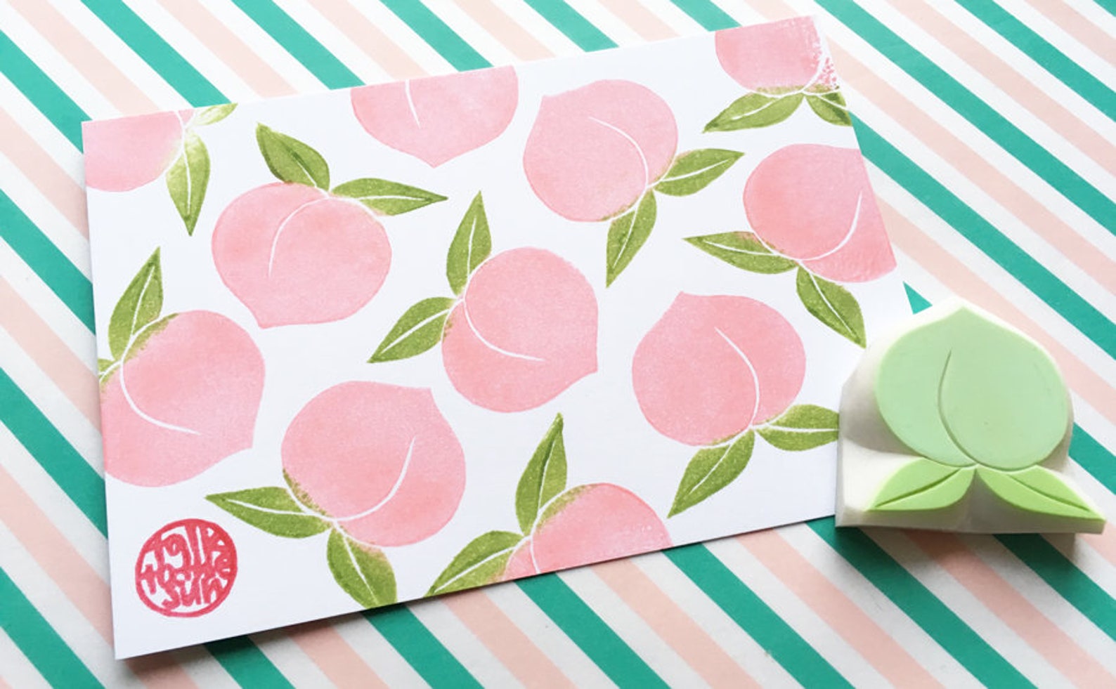 Peach rubber stamp fruit stamp japanese stamp spring Etsy