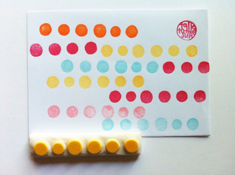 Polka Dot Rubber Stamp Circle Pattern Stamp Hand Carved Etsy