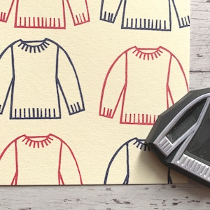 Timbro in gomma per maglioni, timbro per lavori a maglia, timbro intagliato a mano, regalo per creativi