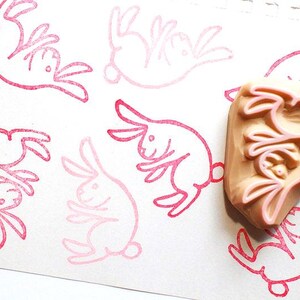 Tampon lapin, tampon animal des bois, tampon sculpté à la main, cadeau artisanal pour enfant