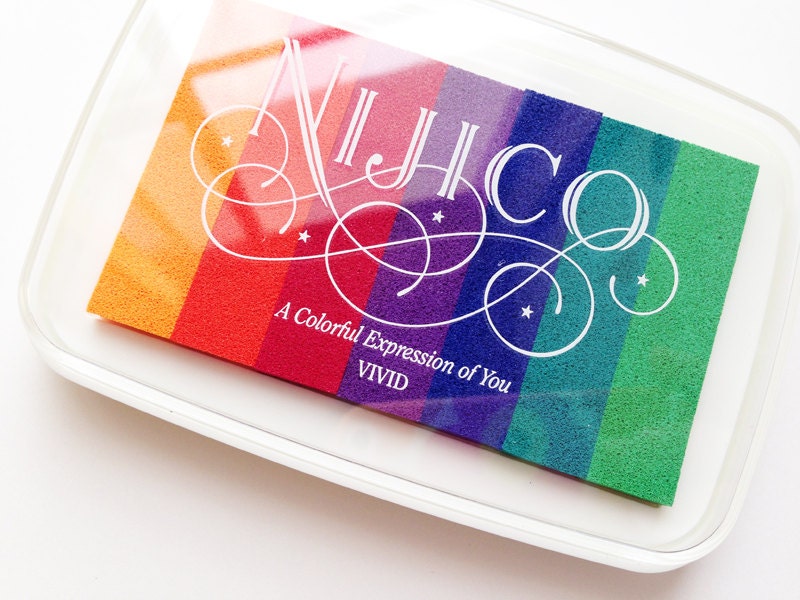 Vivid nijico rainbow ink pad tsukineko rubber stamp pad Etsy
