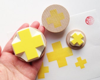 Hand carved rubber stamp - Swiss cross : 3 sizes
