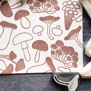 Mushroom Rubber Stamp Set, Fungi Stamps, Hand Carved Stamps by ...