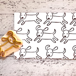 Rubberstempel rennende hond, stempel labrador retriever, handgesneden stempel, cadeau voor creatievelingen