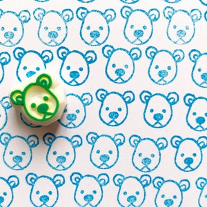 Bear rubber stamp, Cute forest animal stamp, Hand carved stamp, Creative friend gift