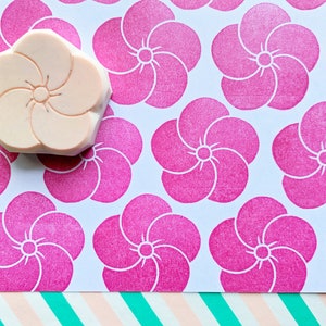 Hand carved rubber stamp : Ume Japanese plum blossom