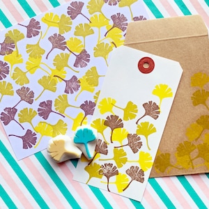 Ginkgo Blatt Stempel Set, Ginkgo Blatt Stempel, Handgeschnitzte Stempel, Geschenk für Mama
