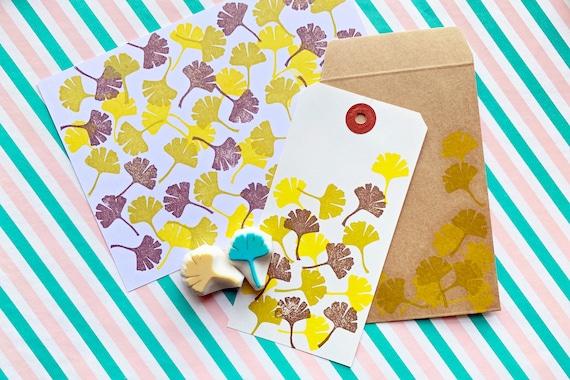 Leaf Stamp Ginko Leaf Rubber Stamp Botanical Stamp Nature Stamp