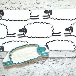 Rubberstempel rennende schapen, stempel boerderijdieren, handgesneden stempel, cadeau voor creatievelingen