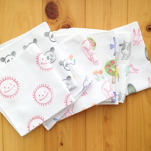 Rabbit handkerchief, Kids cotton hankie, Reusable cotton tissue, Eco friendly gift image 5