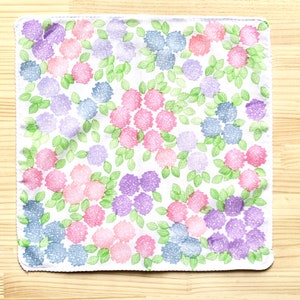 Hydrangea handkerchief, Ladies floral cotton hankie, Reusable cloth tissue, Gift for her image 3