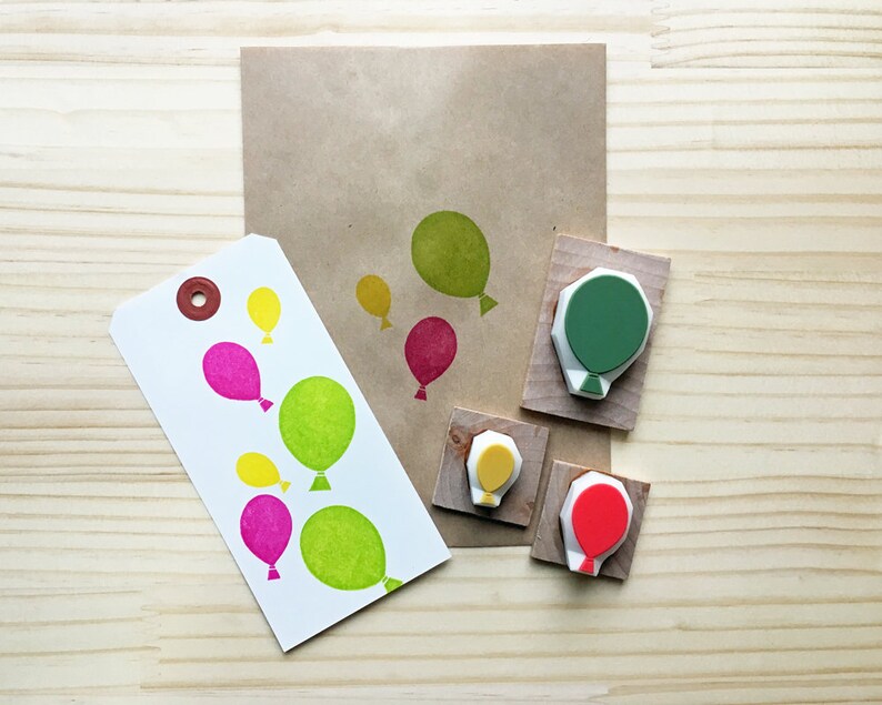 Balloon rubber stamps party balloon stamps hand carved Etsy