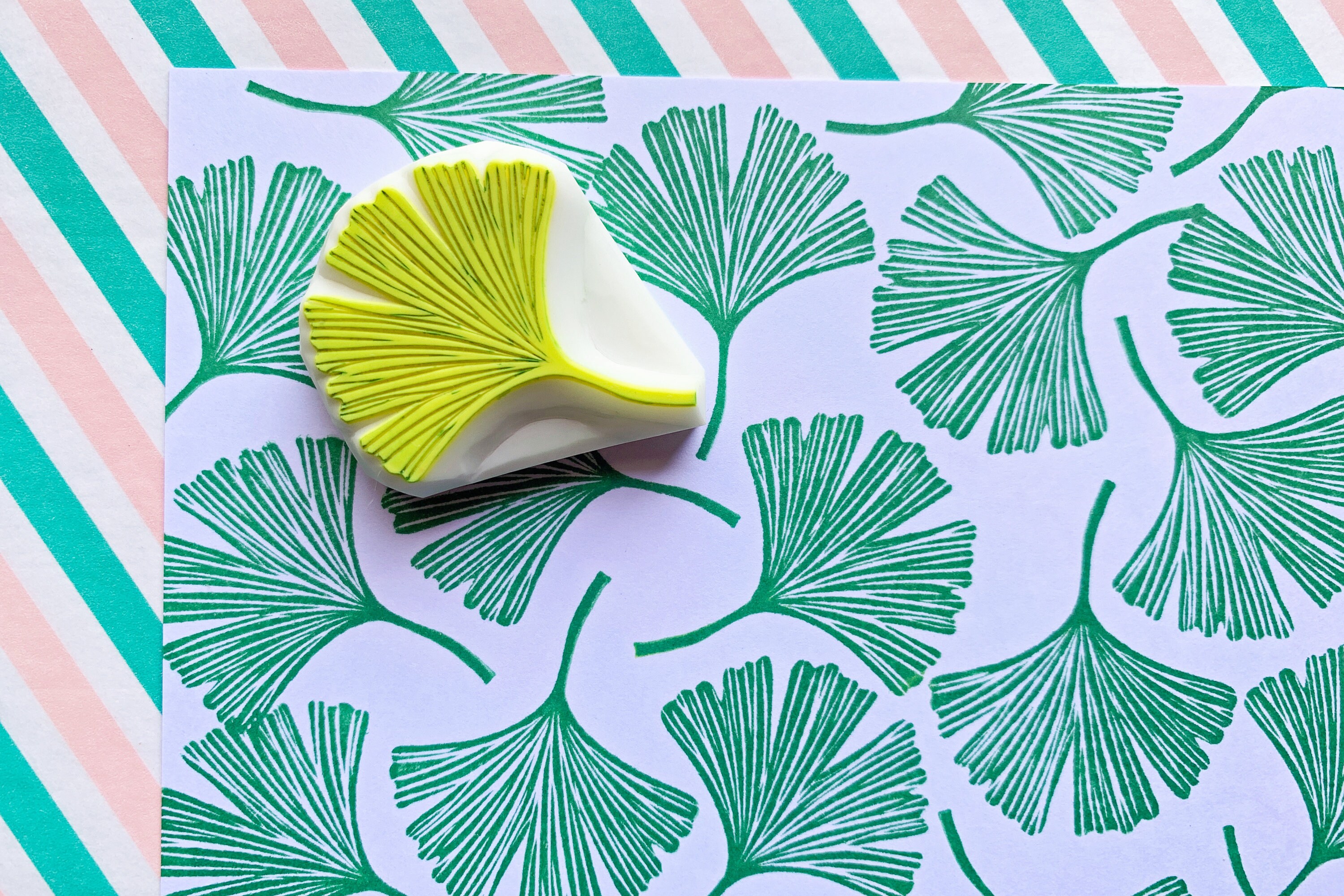 Ginkgo Leaf Rubber Stamp Botanical Plant Stamp Hand Carved Etsy
