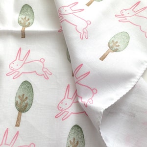 Rabbit handkerchief, Kids cotton hankie, Reusable cotton tissue, Eco friendly gift image 4