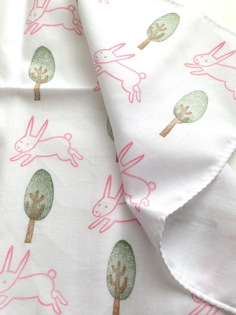 Rabbit handkerchief, Kids cotton hankie, Reusable cotton tissue, Eco friendly gift image 4