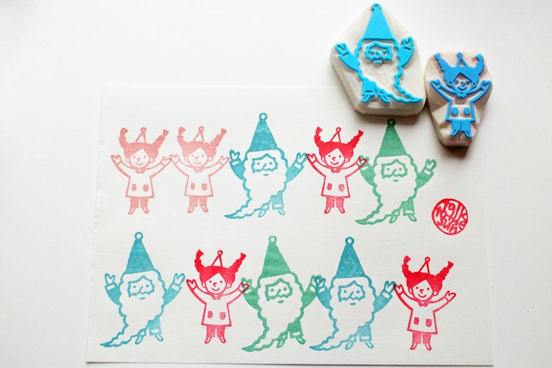 mr /& mrs claus stamps boy girl hand carved stamps for christmas card making gift for kids diy gift packaging dwarf rubber stamp