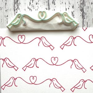 Tampon en caoutchouc d'oiseaux d'amour, tampon sculpté à la main, tampon animal de la forêt pour la fabrication de cartes