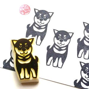 Shiba inu puppy rubber stamp, Japanese dog stamp, Hand carved stamp, Craft gift for kids