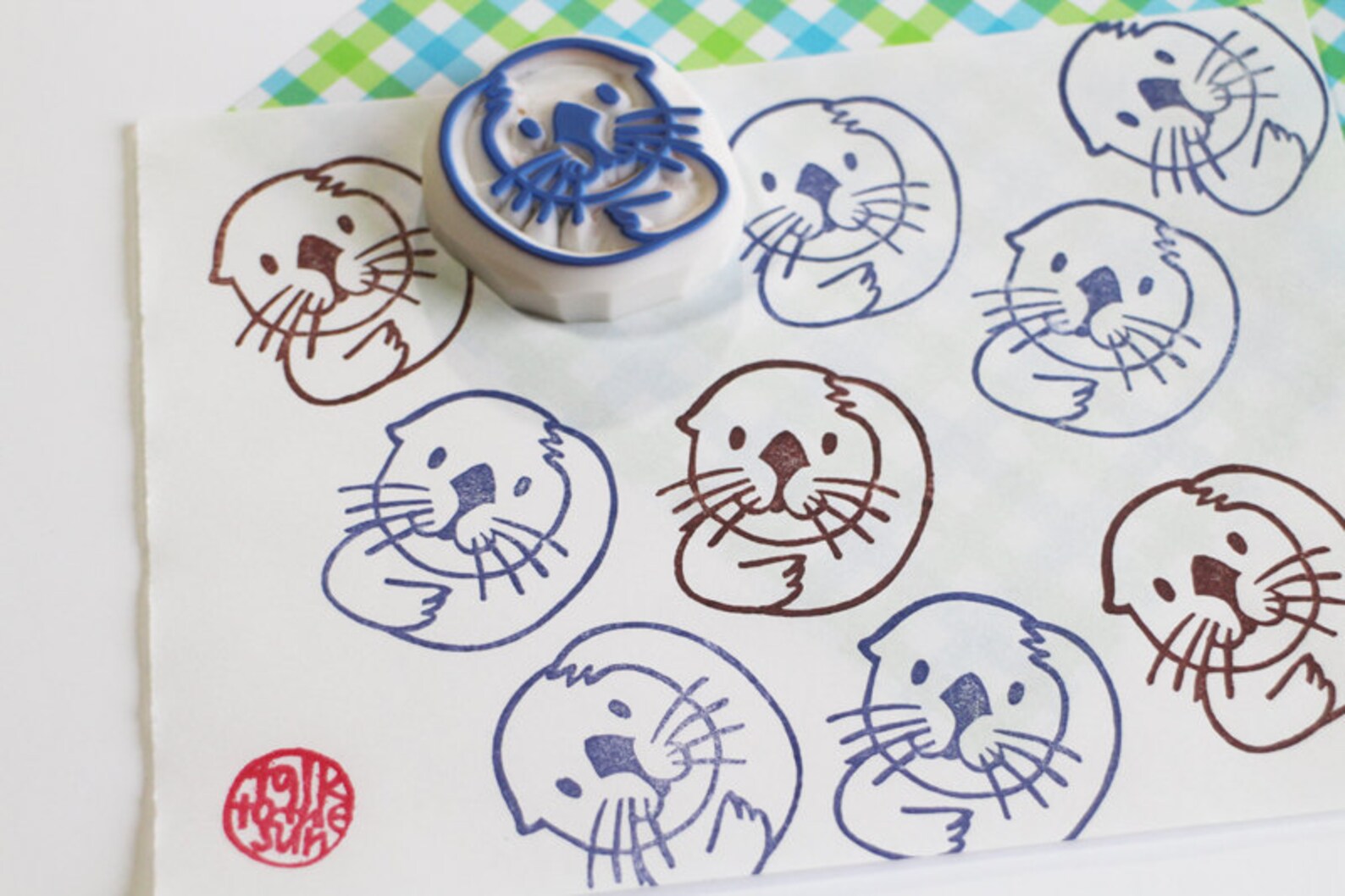 Sea otter rubber stamp baby otter stamp animal stamp Etsy