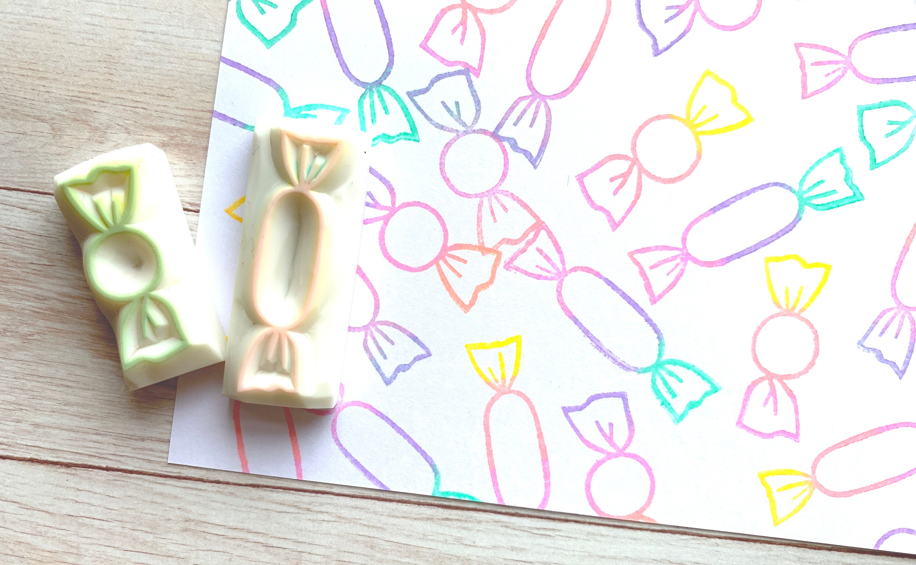 Candy rubber stamp set food stamps hand carved stamps Etsy
