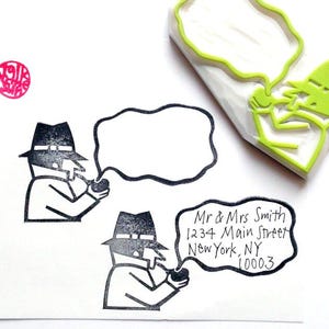 Tampon en caoutchouc pour pipe de détective | Tampon sculpté à la main | Journalisation du courrier postal