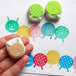 Juego de sellos de goma de oruga, sello de insecto, sello tallado a mano, regalo artesanal para niños