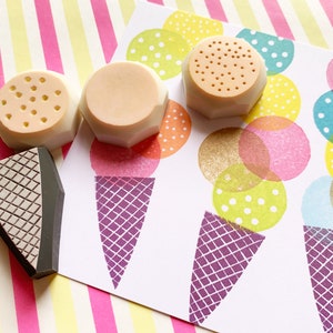 Ice Cream Cone Rubber Stamp Set | Hand Carved Stamps | Card Making ...