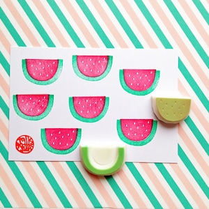 Watermelon rubber stamps, Tropical fruit stamp, Hand carved stamps image 1