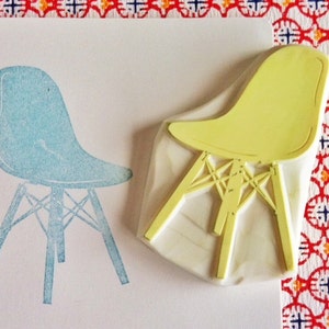 Eames chair rubber stamp, Mid century modern furniture stamp, Hand carved stamp
