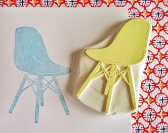 Eames chair rubber stamp, Mid century modern furniture stamp, Hand carved stamp