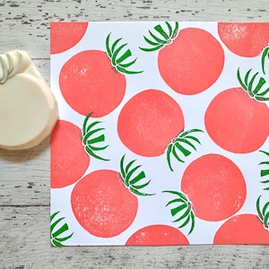 Tomate Stempel, Gemüsestempel, handgeschnitzter Stempel für die Kartenherstellung, Geschenk für Kreative