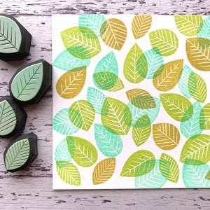 Jeu de tampons en caoutchouc en forme de feuille, Tampon botanique pour la fabrication de cartes, Tampon sculpté à la main, Cadeau pour amoureux de la nature