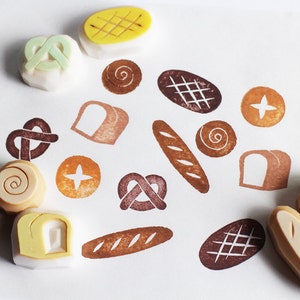 Stempels voor brood, stokbrood, krakeling en zuurdesem broodstempels, handgesneden stempel, cadeau voor bakker