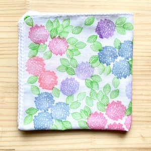 Hydrangea handkerchief, Ladies floral cotton hankie, Reusable cloth tissue, Gift for her image 1