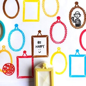 Jeu de tampons en caoutchouc pour cadre photo, Tampons sculptés à la main pour la tenue d'un journal, Cadeau artisanal pour enfant