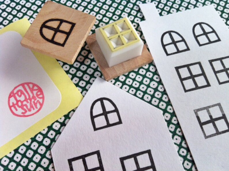 Fairy window rubber stamp set, Architecture stamp, Hand carved stamps by talktothesun image 2