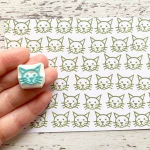 Cat rubber stamp, Cute animal stamp, Hand carved stamp, Gift for cat lovers image 4