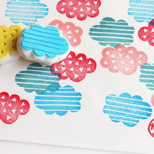 Wolke Stempel, Wetter Stempel für die Kartenherstellung, handgeschnitzter Stempel, Bastelgeschenk für Kind