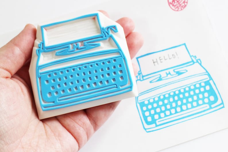 Vintage Typewriter Rubber Stamp Hand Carved Stamp by Etsy