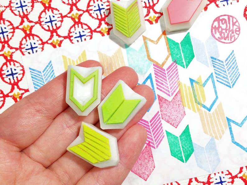 Chevron Rubber Stamps Geometric Pattern Stamps Hand Carved Etsy