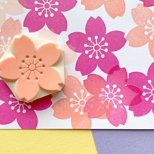 Timbro in gomma Sakura, timbro con fiori di ciliegio giapponesi, timbro intagliato a mano, regalo per gli amanti della natura