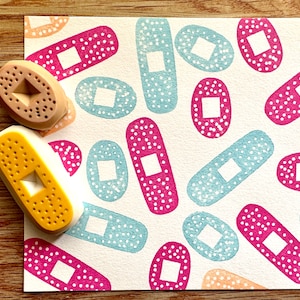 Juego de sellos de goma con vendas, sellos de curita, sellos tallados a mano para hacer tarjetas, regalo para enfermera escolar