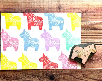 Hand Carved Dala Horse Rubber Stamp: Style No.2