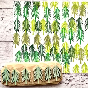 Fir Tree Forest Hand Carved Rubber Stamp : Nature Journaling