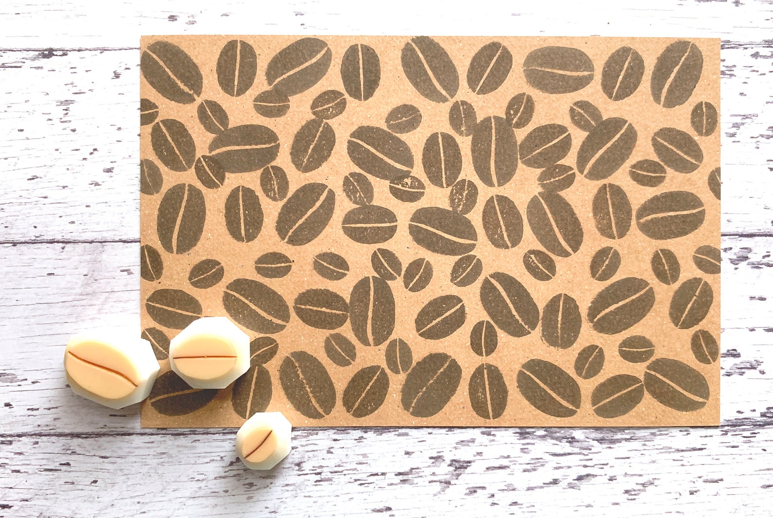 Coffee bean rubber stamps coffee stamp cafe stamp hand Etsy